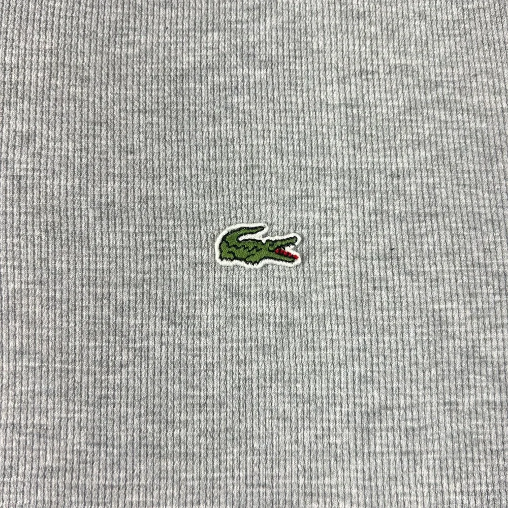 Lacoste Henley Shirt Men's US Size 3XL (EU/2XL) Grey Waffle Knit Long Sleeve VTG